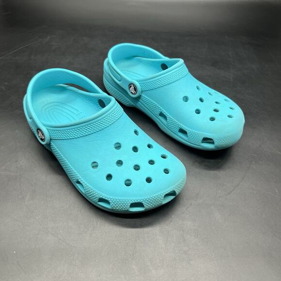 Crocs Classic Juniors Youth J3 Turquoise Teal Slingback Slide Clog Shoes Water - Picture 1 of 9